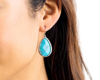 Blue Marble Drop Earrings