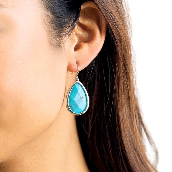 Blue Marble Drop Earrings