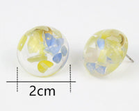 Large Handmade Resin & Sea Shell Bits Stud Earrings