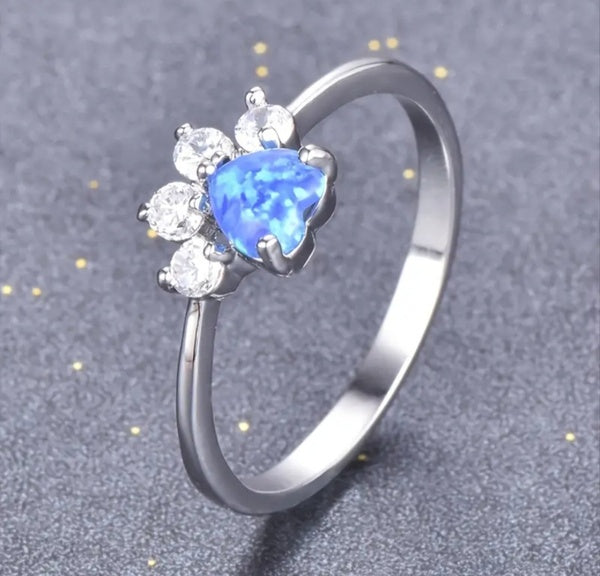 Blue Fire Paw Shaped Ring