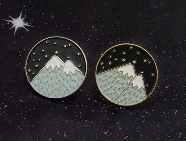 Starry Night Green Mountains Pin