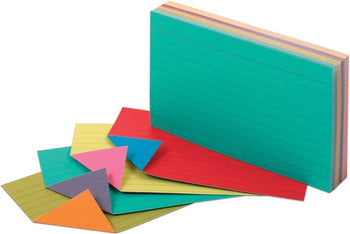 Oxford Two-Tone Index Cards, 3" x 5", Asst Colors, Ruled, 100 per Pack