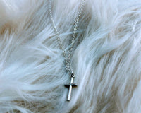 Simple silver Cross necklace (w/ 20 inch chain)