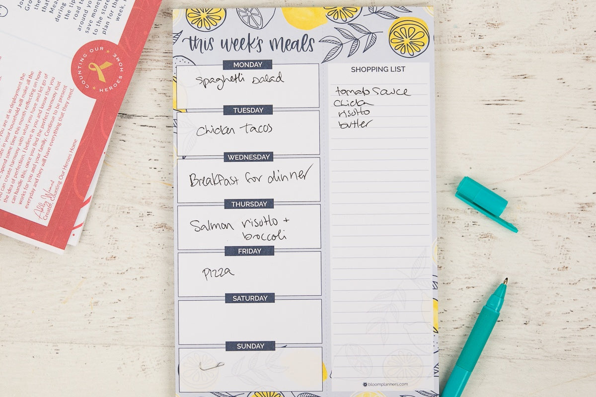 Magnetic Meal Plan Notepad