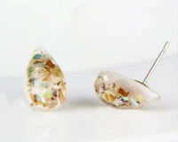 Handmade Resin & Sea Shell Bits Stud Earrings