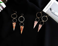 Triangle and Gold Circle Dangly Earrings