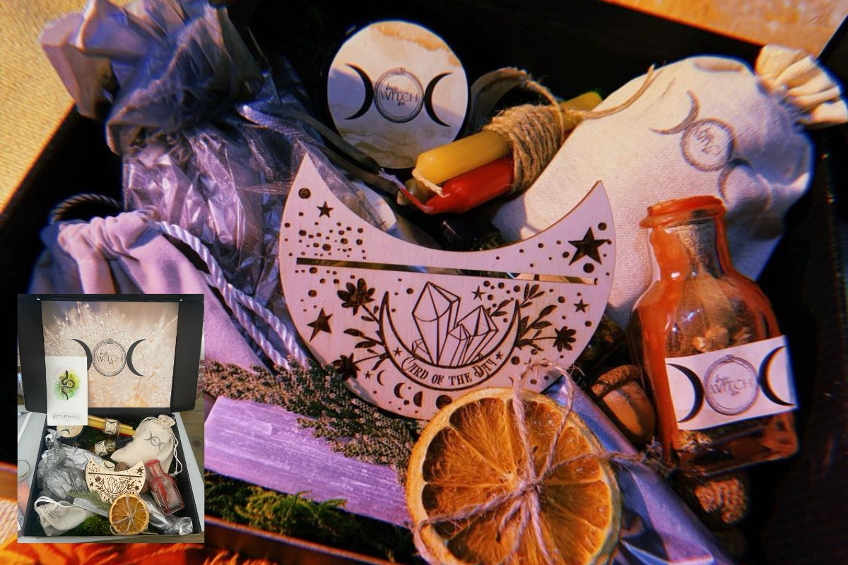 Witches Beginner Altar Box w/ Herbs,Crystals, Besom,Book, store Tarot Cards