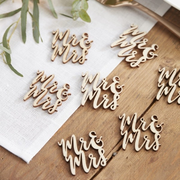 Wooden 'Mr & Mrs' Table Confetti