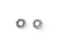 Pink Stone and Rhinestone Stud Earrings