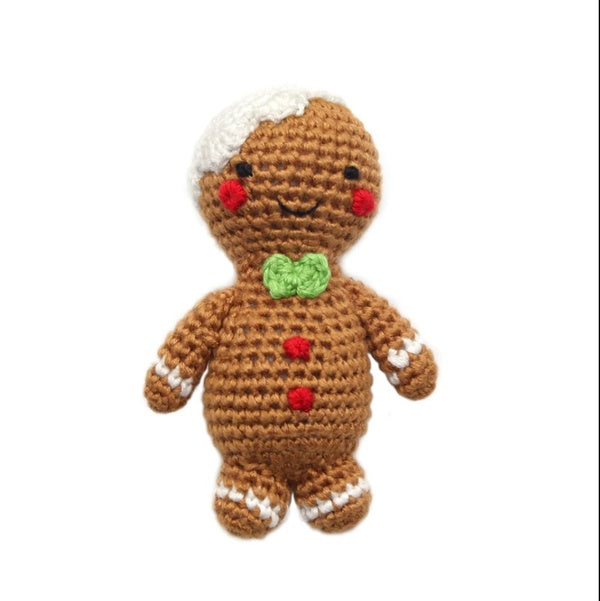 Gingerbread man rattle from Cheengoo - crocheted rattle