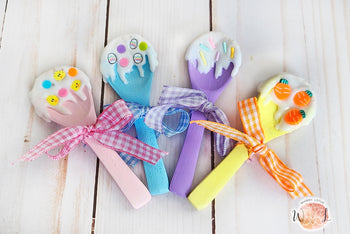 Easter Mini Wood Spoons | Holiday Tiered Tray Decor | Fake Drizzle Sprinkles