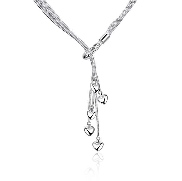 LOVE 925 Sterling Silver Lariat Layered Necklace