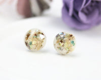 Handmade Resin & Sea Shell Bits Stud Earrings