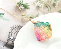 Rainbow/Unicorn Stone + Gold Wire Necklace