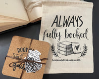 Bookish Cork Coaster Gift Set of 4 Coasters with Canvas Bag