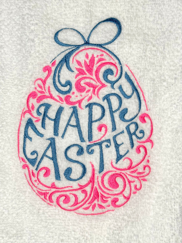 Happy Easter Embroidered Towel