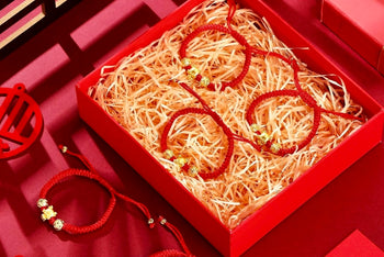 2024 Year of the Dragon: Handcrafted Red Bracelets with Golden Dragon Pendant