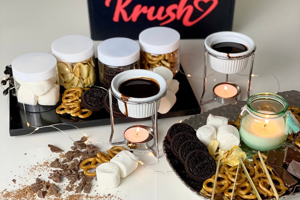 BESTSELLER! Chocolate Fondue Date Night Box | Date Night Idea at Home | Couple Anniversary Wedding Gift | Chocolate Melt At Home Gift Basket Active