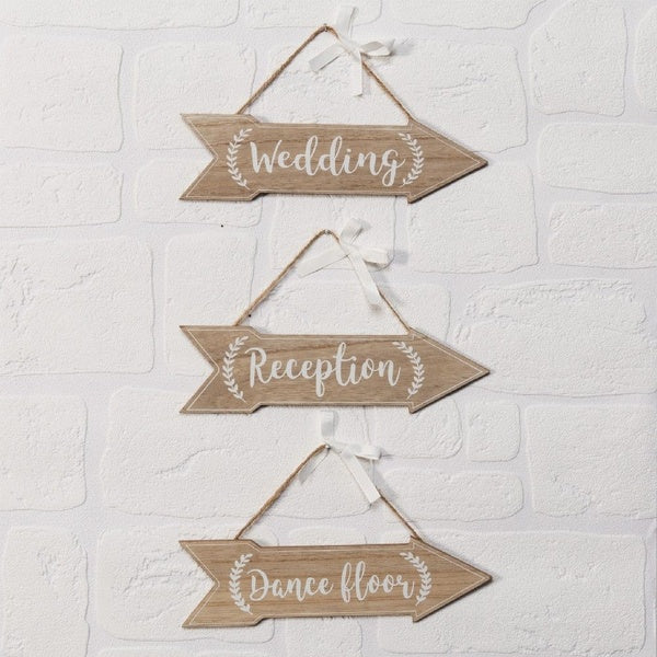 Set of 3 Wooden Wedding Signs