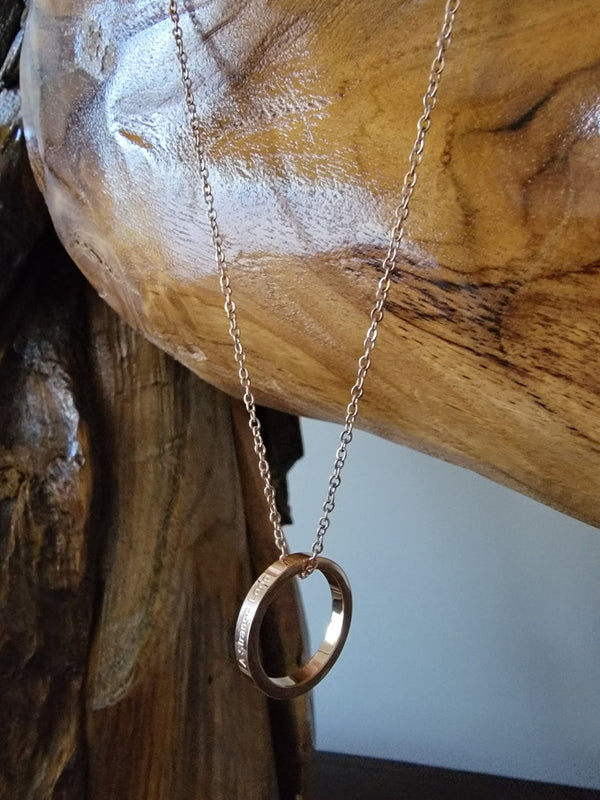 A Strange Loop Broadway Musical inspired engraved Necklace - Inner White Girl - Rose Gold Ring on Chain