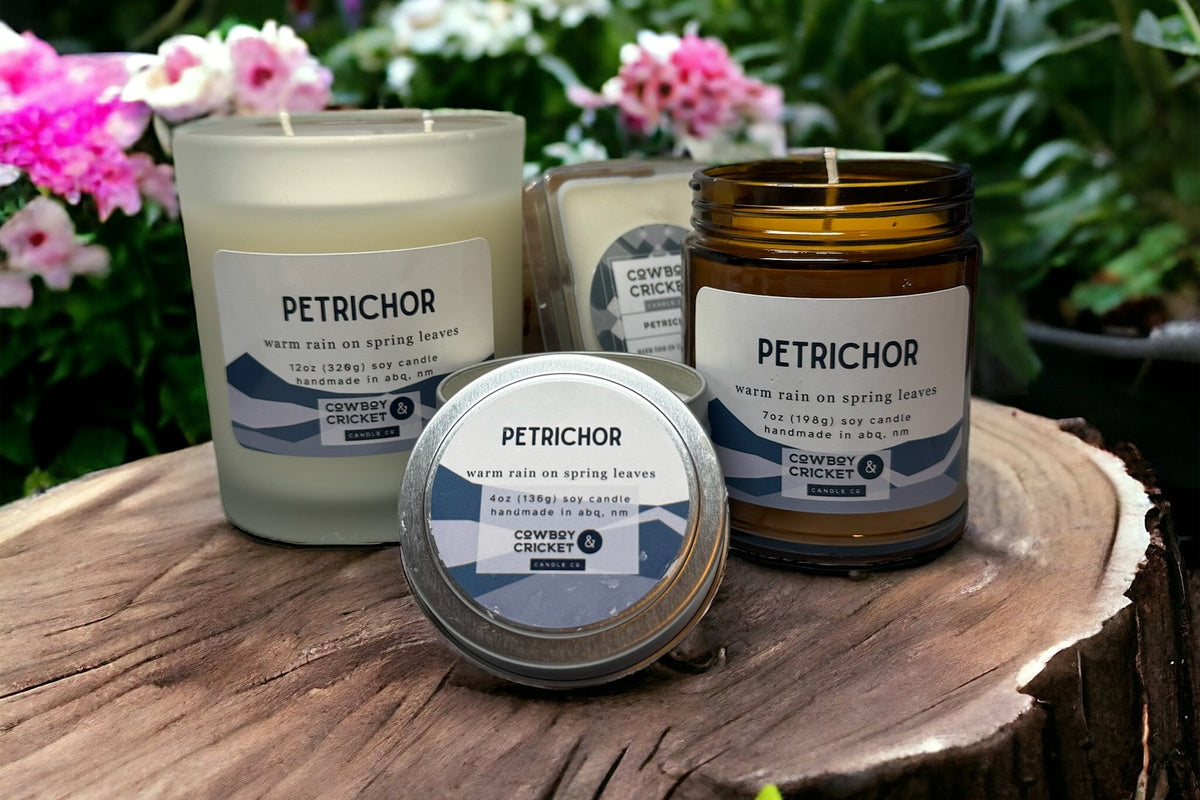 Petrichor Soy Candles and Melts - Warm Rain on Spring Leaves