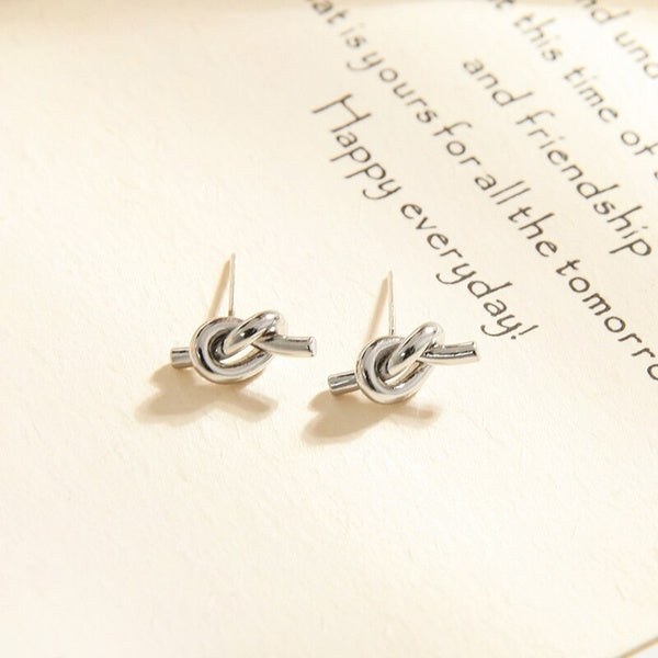 Silver Knot Stud Earrings