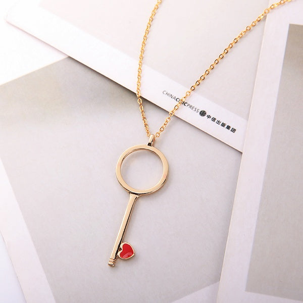 Red Heart Key Necklace