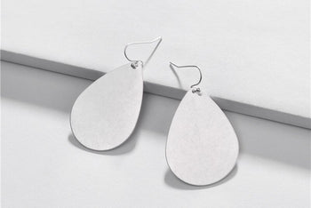 Silver Scratched-Finish Dangly Earrings