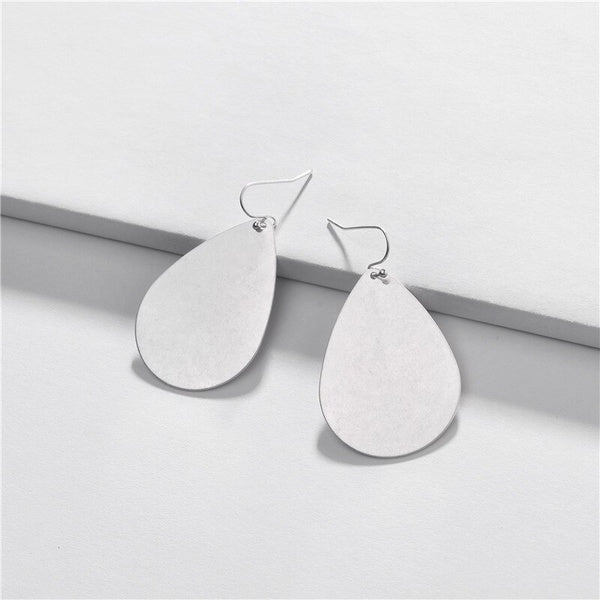 Silver Scratched-Finish Dangly Earrings