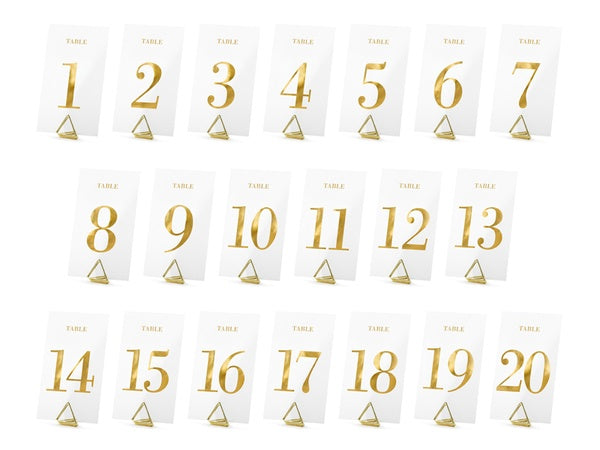 Transparent Gold Table Numbers