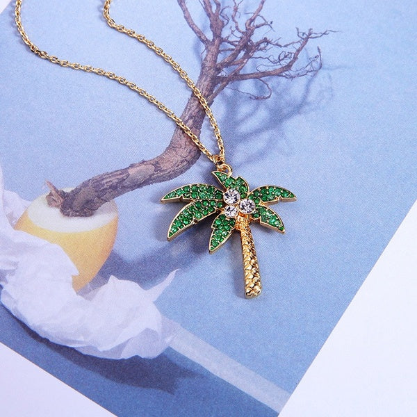 Palm Tree Rhinestone Necklace