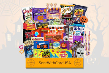 Halloween Gift Box w/ Halloween Candy | Spooky Halloween Basket Gift for Kids | Boo Basket Treats & Sweet Candy Box Trick or Treat Gift Idea