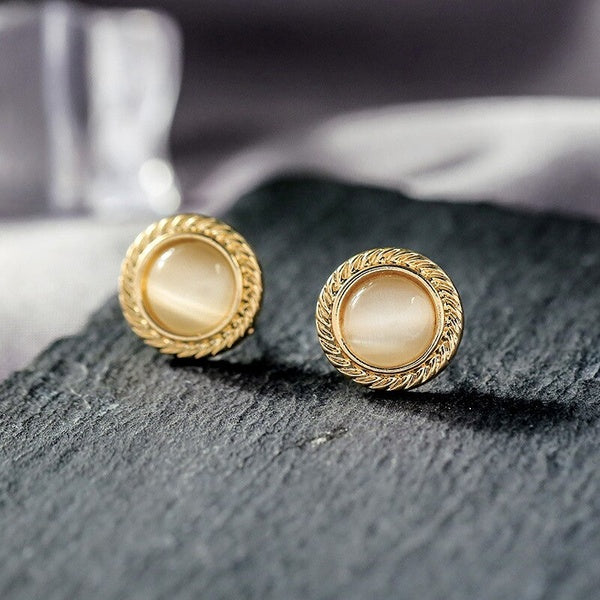 Gold + Opal Small Stud Earrings