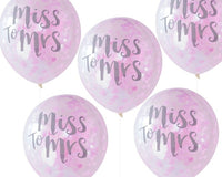 'Miss to Mrs' Pink Confetti Hen Party Balloons