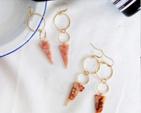 Triangle and Gold Circle Dangly Earrings