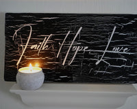 Rustic Crackle Faith.Hope.Love Signs (White or Black)