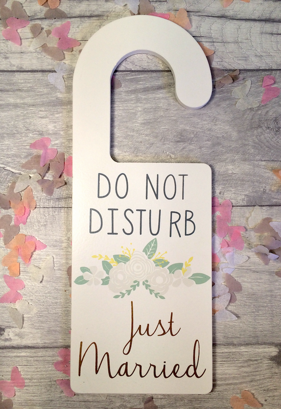 'Just Married' wooden door hanging sign