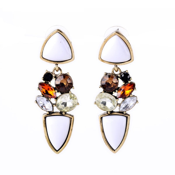 White + Multi-Stone Drop Earrings