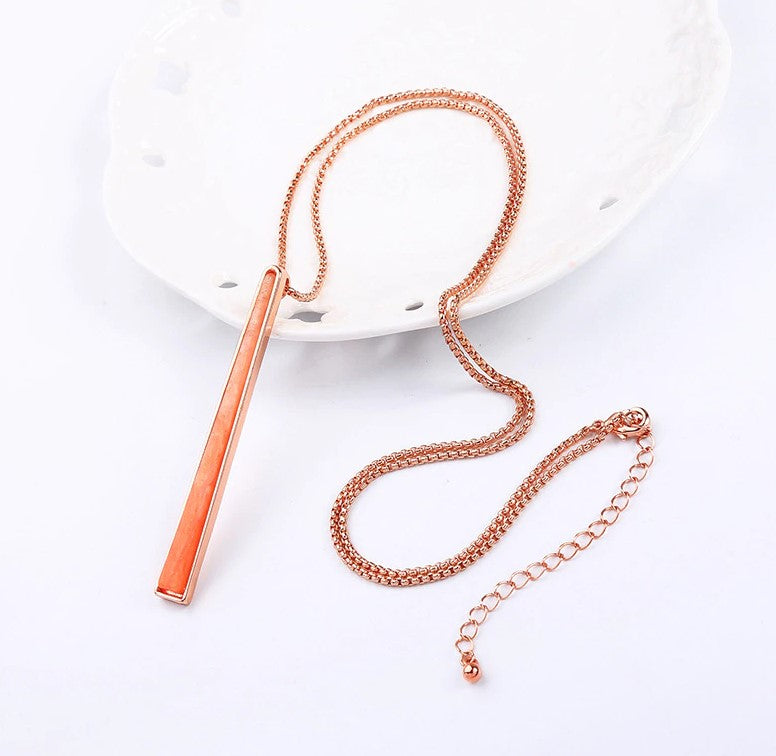 Image of Pink and Rose Gold Pendulum Necklace