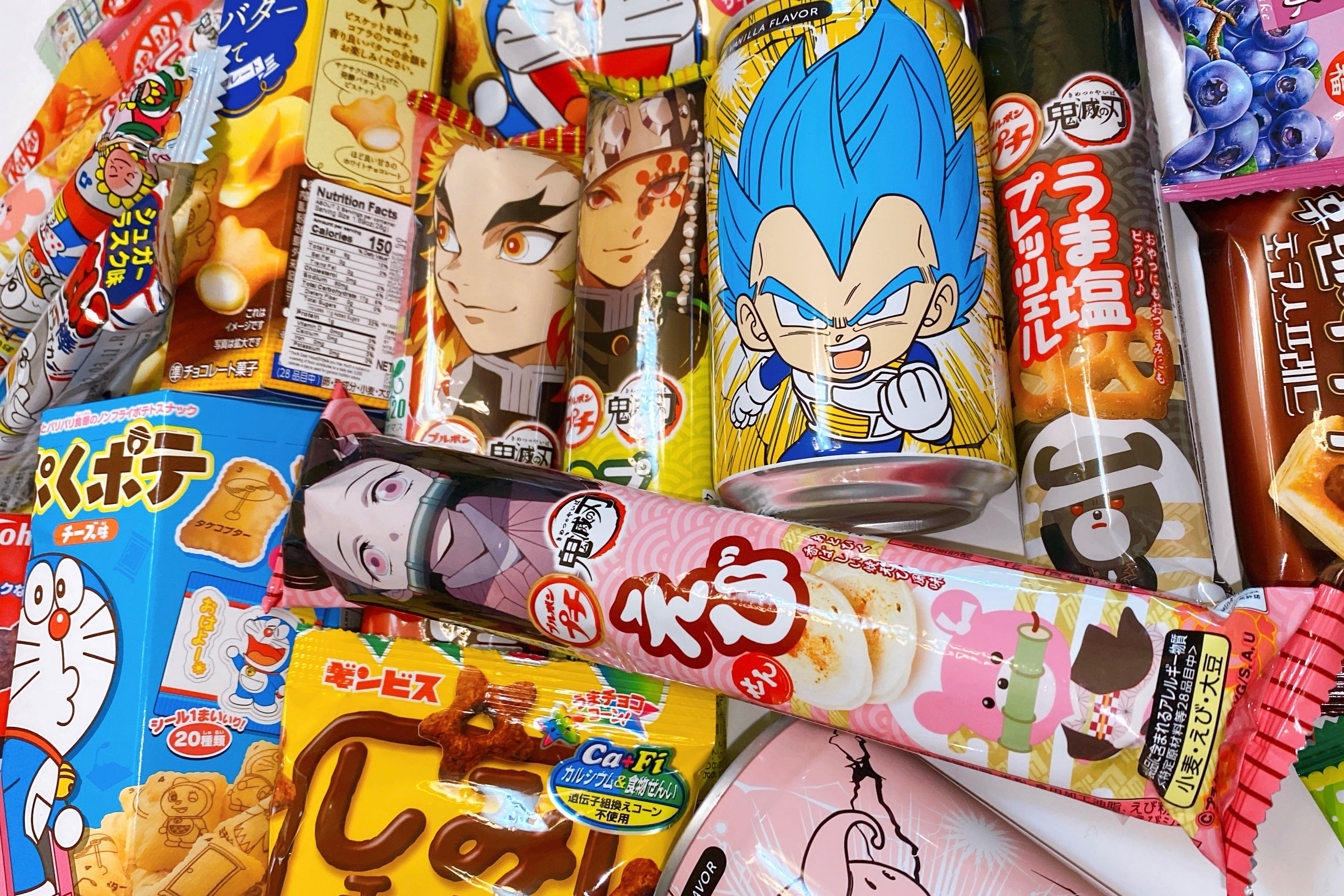 anime, anime japanese snacks and sodas on a table, p...